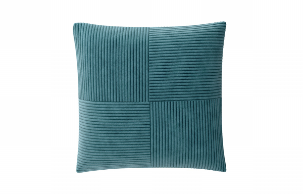 COUSSIN DÉCORATIF VELOURS BLEU CANARD