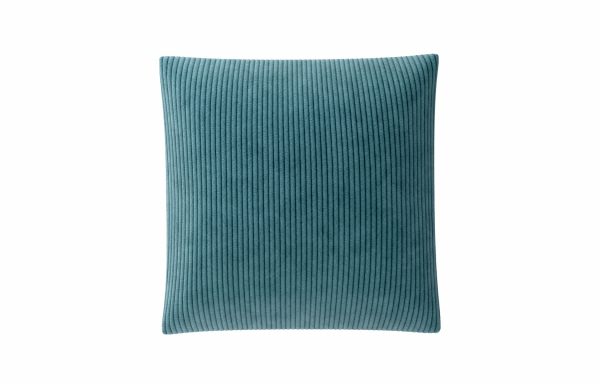 COUSSIN DÉCORATIF VELOURS BLEU CANARD
