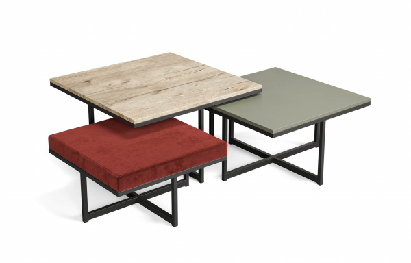 TABLES GIGOGNES GREY VELOURS BURGUNDY