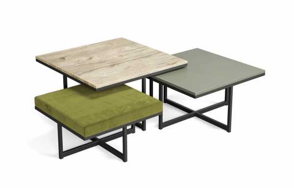 TABLES GIGOGNES GREY VELOURS VERT OLIVE