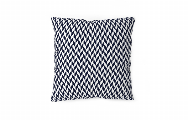 COUSSIN DÉCORATIF, MOTIF CHEVRON BLEU