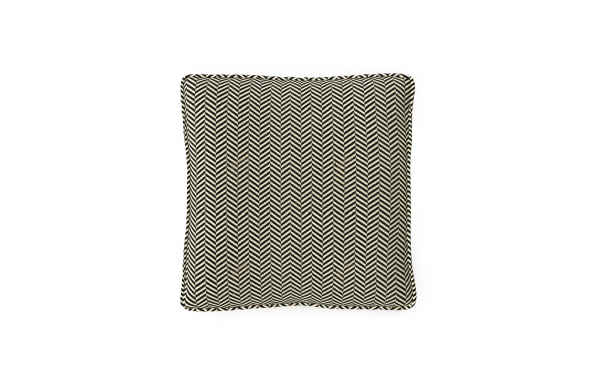 COUSSIN DÉCORATIF, MOTIF CHEVRON NOIR ET BEIGE
