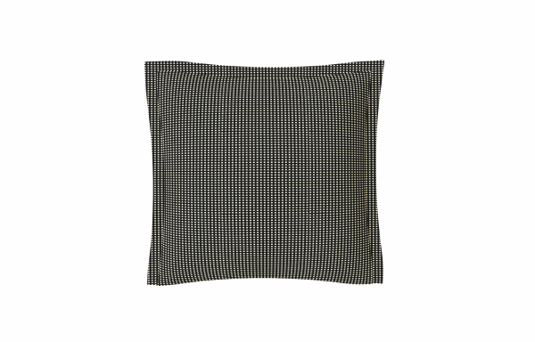 COUSSIN DÉCORATIF, MOTIF QUADRILLE NOIR ET BEIGE
