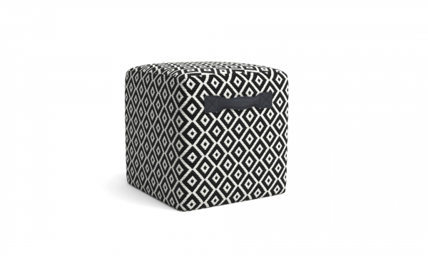 POUF CUBIC, MOTIF LOSANGES PETIT MODÈLE BLANC ET NOIR