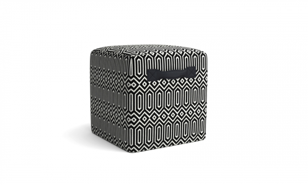 POUF CUBIC, MOTIF LOSANGES GRAND MODÈLE BLANC ET NOIR